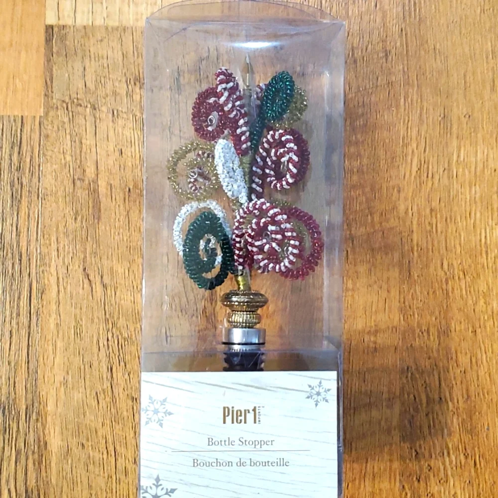Pier‎ 1 Holiday Swirl Wire Beaded Wine Stopper